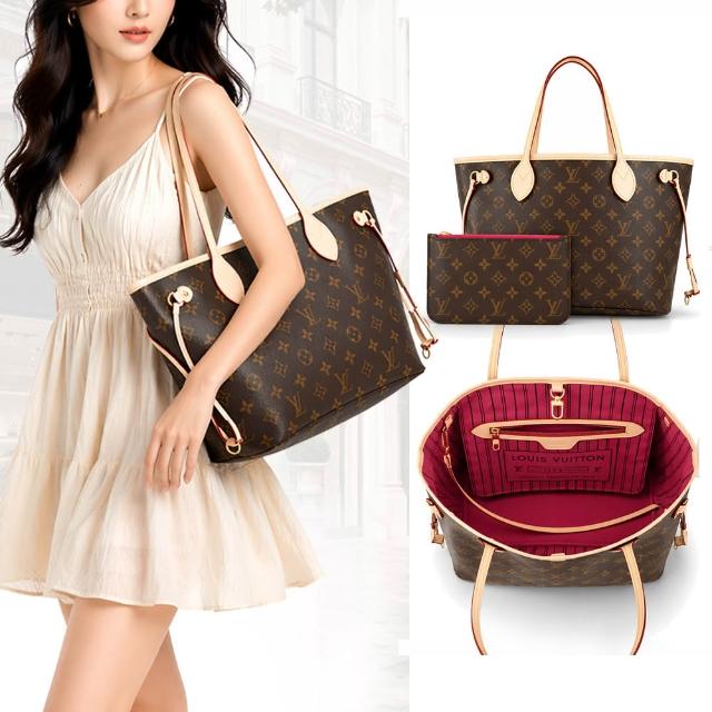 【Louis Vuitton 路易威登】M41245 Neverfull PM經典 Monogram帆布托特包(米色)