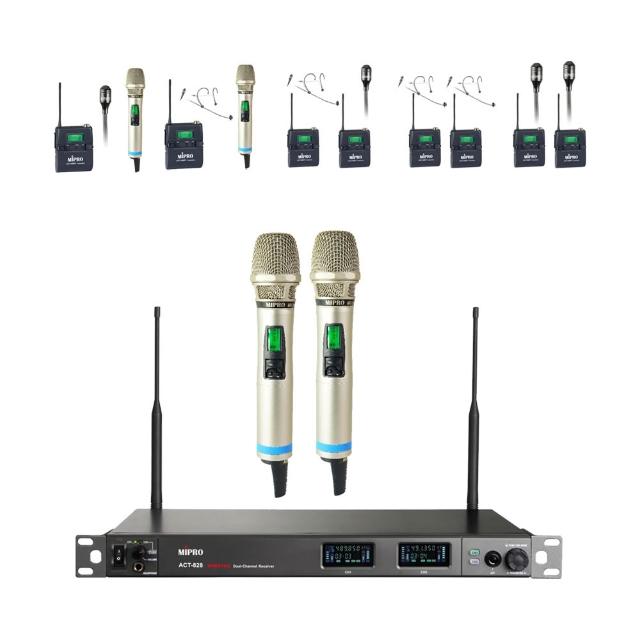 【MIPRO】ACT-828 數位寬頻雙頻道無線麥克風UHF(ACT-800H/MU90A 配件六擇一)
