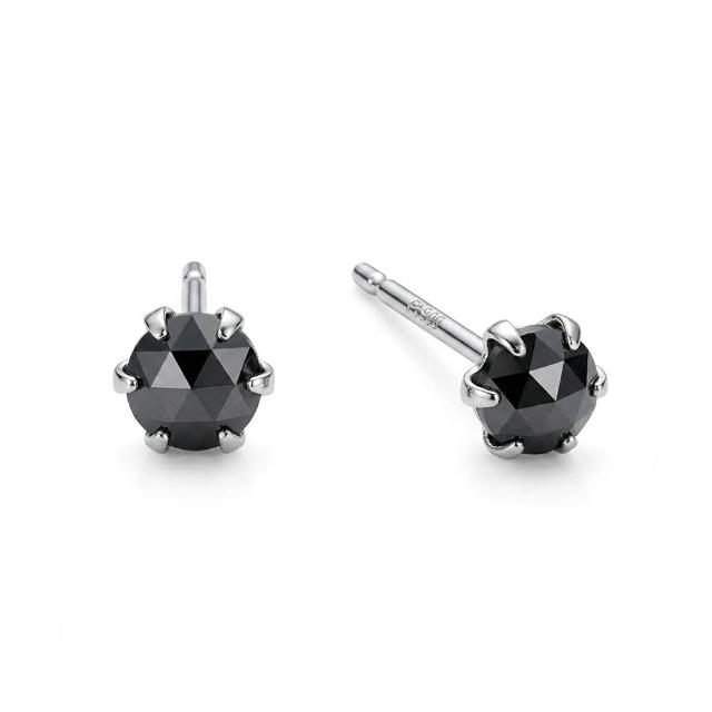 【City Diamond 引雅】日本 鉑金 天然鑽石 黑鑽 30分 六爪耳環 (東京Yuki系列)