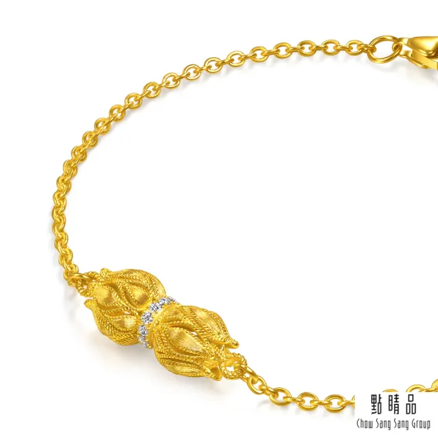 【點睛品】花開並蒂 鑽石黃金手鍊(4月新品)
