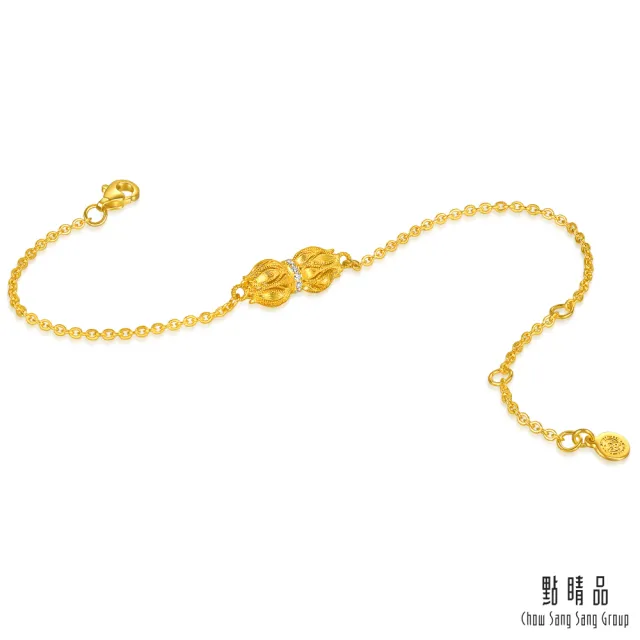 【點睛品】花開並蒂 鑽石黃金手鍊(4月新品)