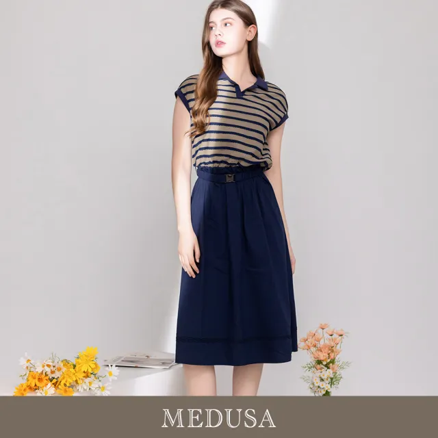 【MEDUSA 曼度莎】現貨-海軍風 POLO 無袖休閒洋裝(M-XL)|高級純棉 無袖洋裝 休閒洋裝