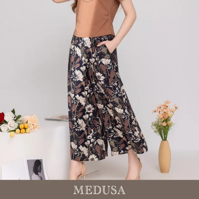 【MEDUSA 曼度莎】現貨-MIT 質感花卉印花嫘縈寬褲（M-XL）｜嫘縈寬褲 花卉印花 夏日涼感穿搭
