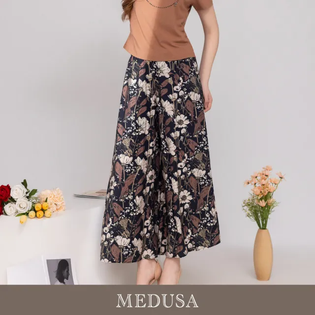 【MEDUSA 曼度莎】現貨-MIT 質感花卉印花嫘縈寬褲（M-XL）｜嫘縈寬褲 花卉印花 夏日涼感穿搭