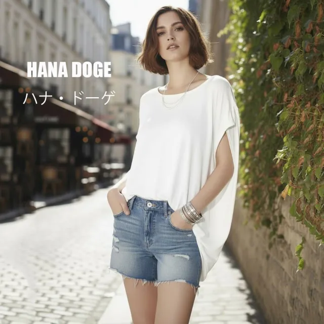 HANA DOGE ハナ・ドーゲ 極簡無印風日系百搭不流行寬鬆T恤(親膚棉料好舒適)