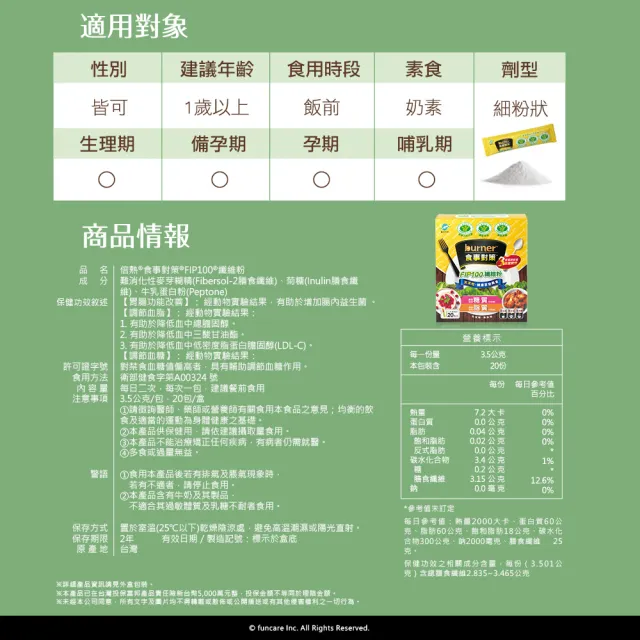【funcare 船井生醫】倍熱 食事對策FIP100纖維粉(20包/盒)X3