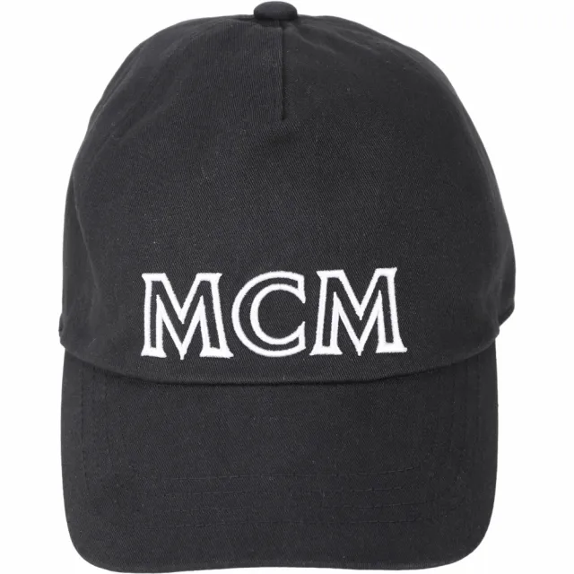 【MCM】Essentials 刺繡標誌棉質棒球帽-黑色