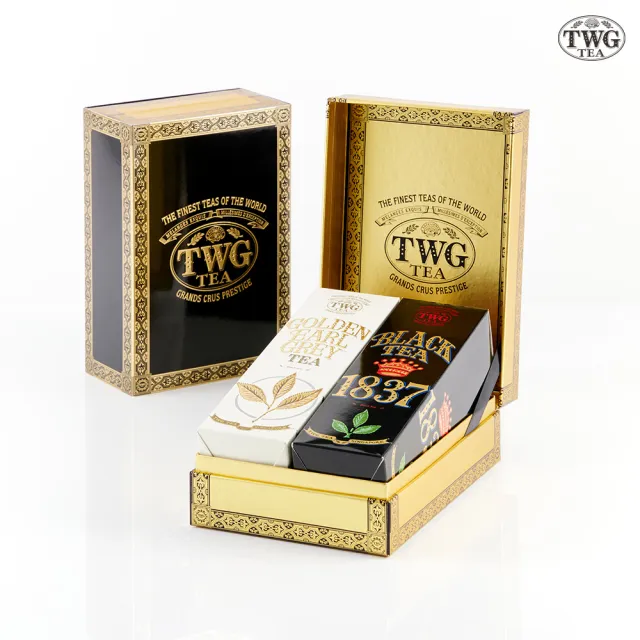 【TWG Tea】時尚茶罐雙入禮盒組 伯爵金芽茶100g(紅茶)+1837 紅茶 100g(紅茶)