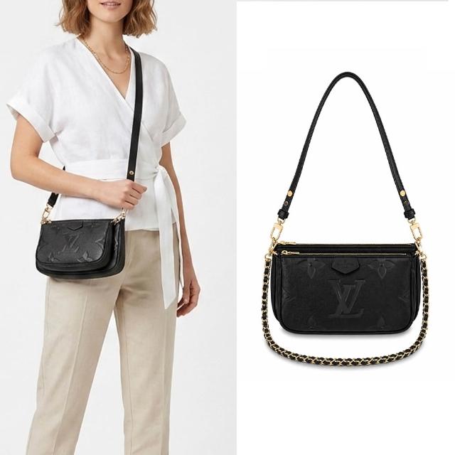 【Louis Vuitton 路易威登】M80399 Multi Pochette Accessoires壓花牛皮混合式斜背袋『entrupy安心購』