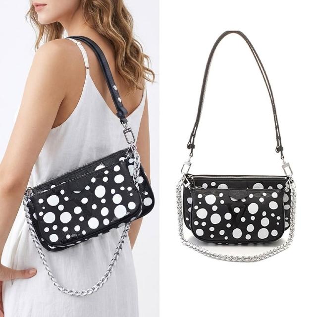 【Louis Vuitton 路易威登】M46410 LVxYK Infinity Dots 圓點印花粒面牛皮斜背袋(黑色)