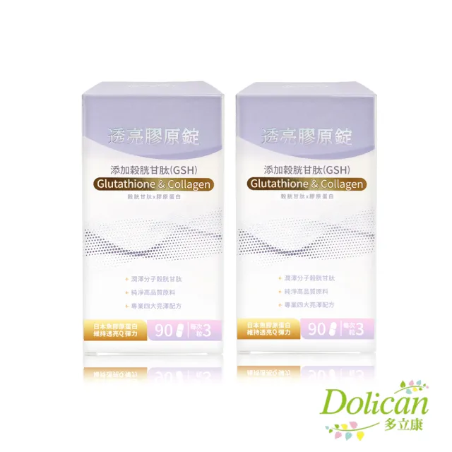 【多立康】穀胱甘透亮膠原蛋白錠90粒x2(GSH/神經醯胺/賽洛美/玻尿酸/膠原蛋白)