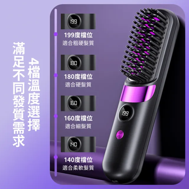 負離子無線直髮梳 溫控造型梳 美髮護髮梳 造型梳 整髮梳(交換禮物)