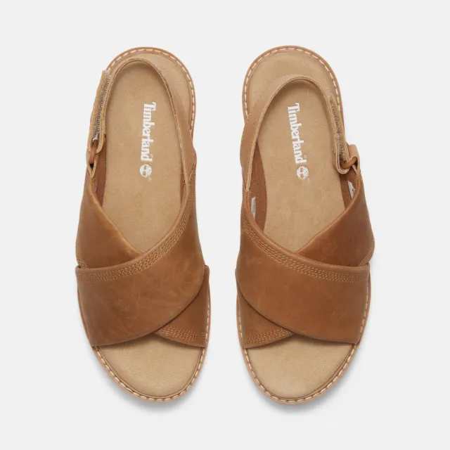 【Timberland】女款淺小麥色後帶式皮革涼鞋(A415JEN2)