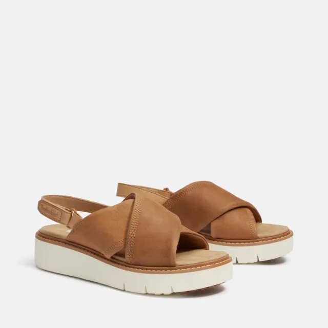 【Timberland】女款淺小麥色後帶式皮革涼鞋(A415JEN2)