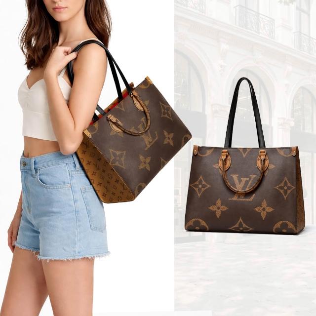 【Louis Vuitton 路易威登】M45321 Onthego MM 帆布印花手提肩背包(焦糖x卡其棕)