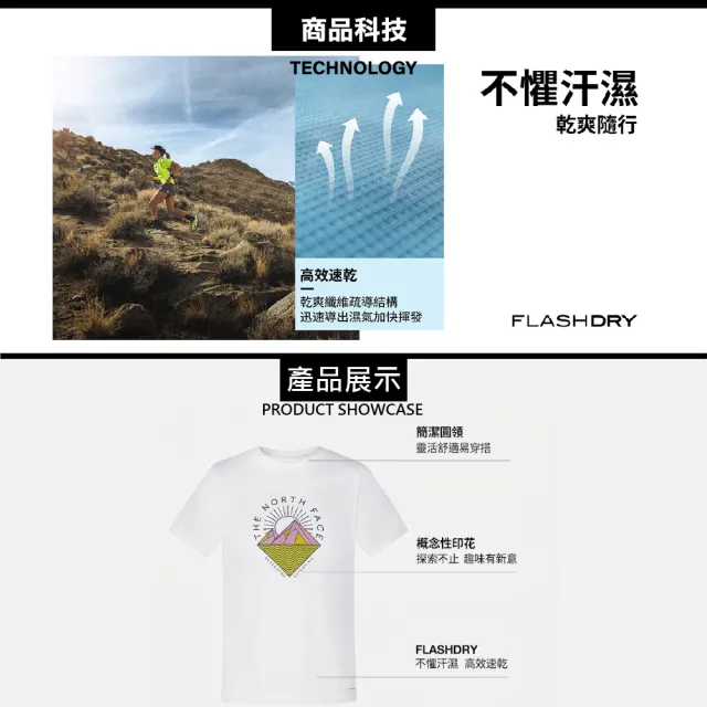 【The North Face】女 圓領排汗快乾短T AP《白》8GZW/FLASHDRY/速乾T