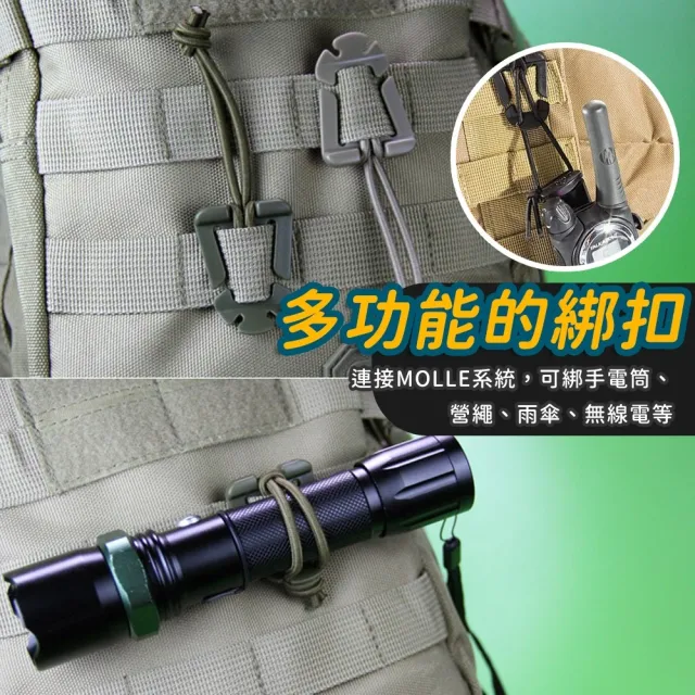 【kurumapop】彈力繩固定織帶夾10入 腰帶繩扣 織帶整理扣 MOLLE三角繩扣 收納繩扣 捲線夾