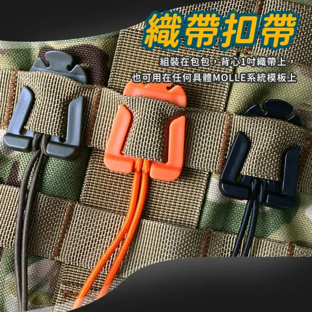 【kurumapop】彈力繩固定織帶夾10入 腰帶繩扣 織帶整理扣 MOLLE三角繩扣 收納繩扣 捲線夾