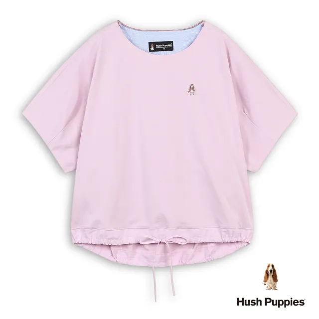 【Hush Puppies】女裝 上衣 立體剪裁抽繩刺繡小狗寬版上衣 (淺粉 / 63210109)
