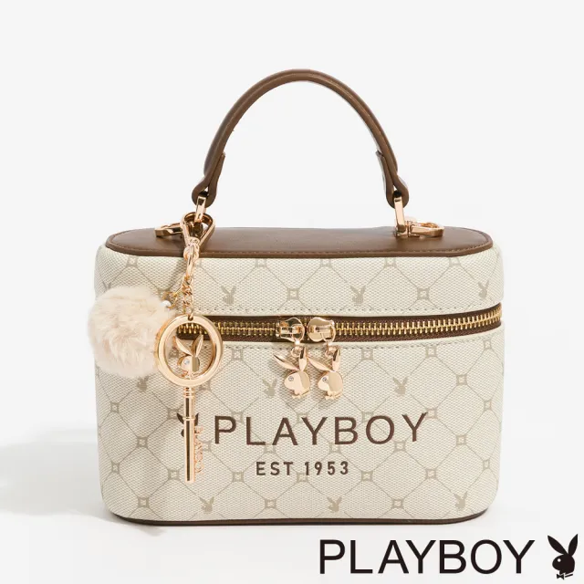 【PLAYBOY】斜背包  Bunny Lattice系列 - 咖啡色