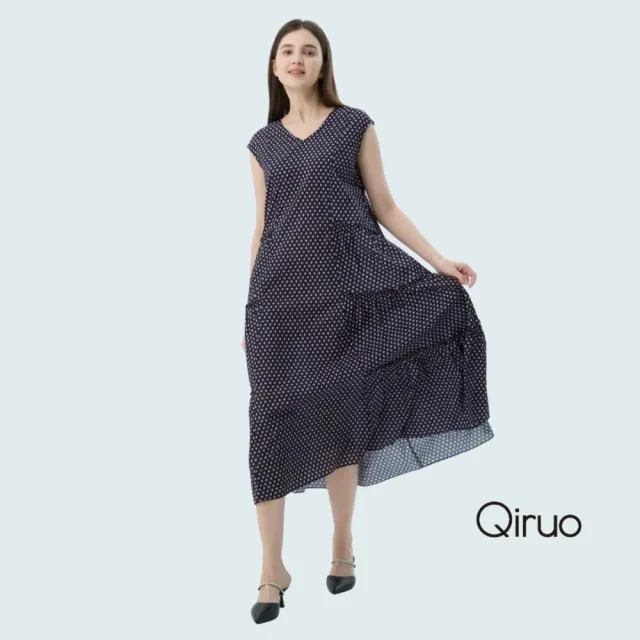 【Qiruo 奇若名品】春夏專櫃紫色背心洋裝7187F 雪紡洋裝