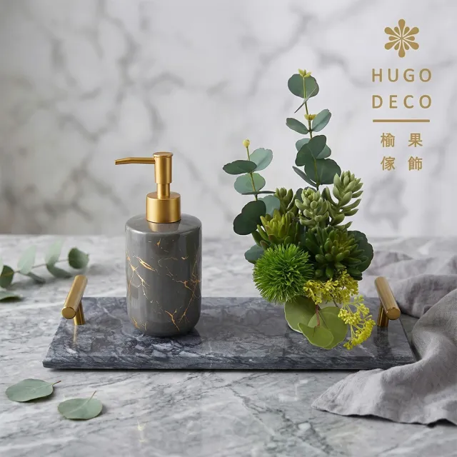 【HUGO DECO 榆果傢飾】高款多肉石蓮香氛植栽禮品套裝組(入厝禮/交屋禮/開幕/喬遷/送禮)