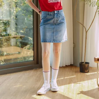 【ELLE ACTIVE】女款 百搭修身顯瘦丹寧A字牛仔短裙(EA26S2W2101#35)