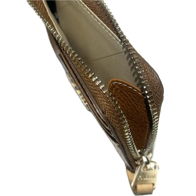 【Alviero Martini】義大利地圖包 小牛皮 L型拉鍊 零錢包/ 6卡片夾 10cm-咖啡色 (證件夾)