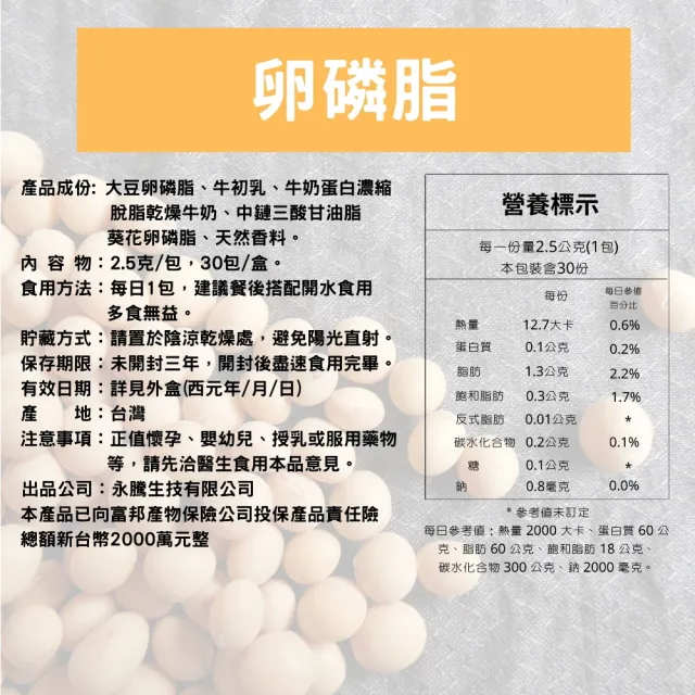【永騰生技】卵磷脂 4入組 30包/盒(卵磷脂 初乳蛋白 大豆卵磷脂 產前產後營養補給 哺乳媽媽)