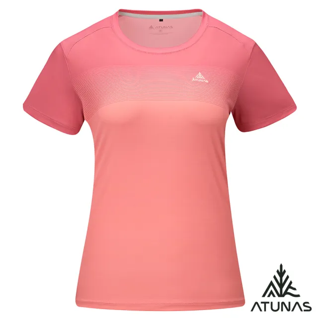 【ATUNAS 歐都納】女款循環酷涼節能抑菌抗臭短袖T恤(A1TS2605WC胭脂紅/再生環保材/吸濕排汗/防曬抗UV/涼感)