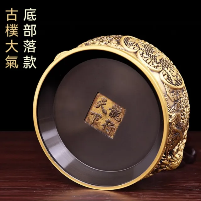 聚寶盆12cm純黃銅聚寶盆招財金蟾元寶擺件銅製有蓋存錢罐辦公室客廳桌上