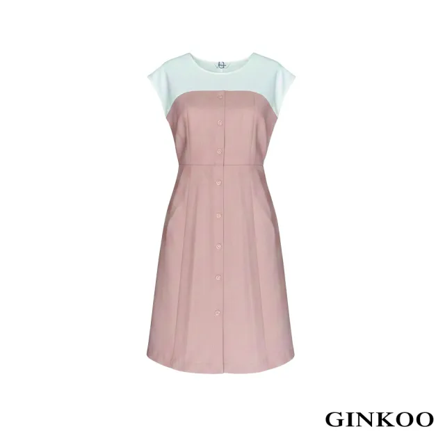 【GINKOO 俊克】假二件落肩袖前排釦洋裝