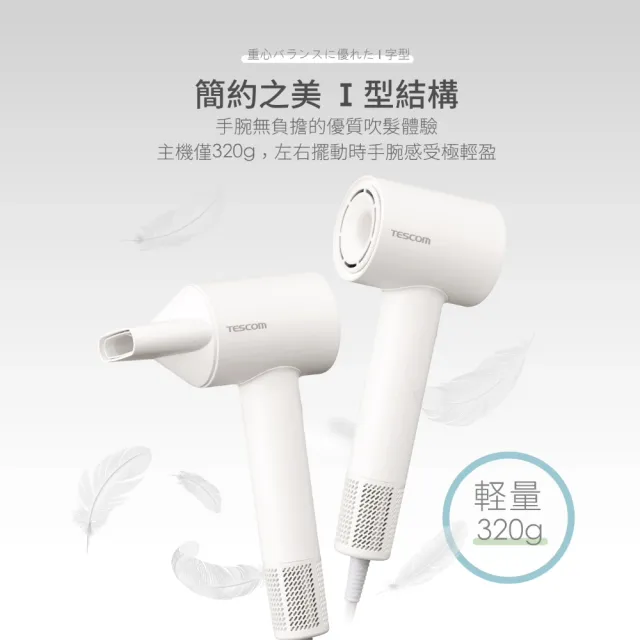 【TESCOM】官方直營 專業負離子吹風機 白色 TD760TW（盒損全新福利品）