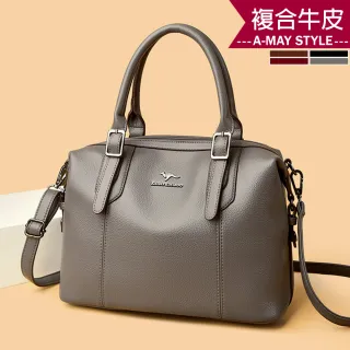 【Amay Style 艾美時尚】真皮女包 托特包 側肩包 質感牛皮大容量手提肩背波士頓包(4色.預購)