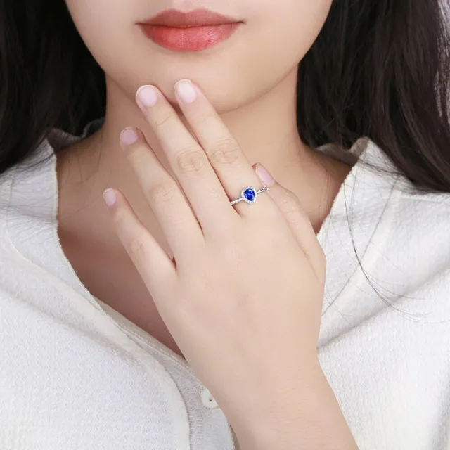 海斯珠寶 75分天然藍寶石 18K白金鑽石戒指 梨形切割 經典圍鑲 水滴造型 婚禮珠寶推薦 日常穿搭