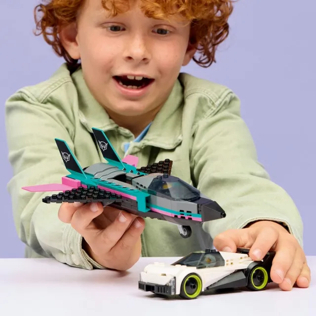 【LEGO 樂高】城市系列 60489 噴射機 vs. 汽車(玩具車 創意力遊戲 積木 兒童玩具)