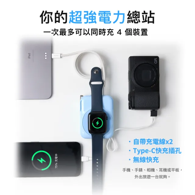 【Photofast】10000mAh Qi2 AllDay磁吸無線充行動電源_38.5Wh_具Wh標示(Magsafe/自帶線/Apple Watch)