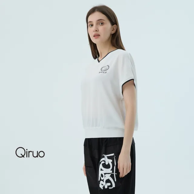 【Qiruo 奇若名品】專櫃女裝白色上衣7182A 英文設計 