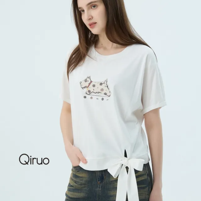【Qiruo 奇若名品】專櫃女裝白色上衣7308A 狗狗設計T☆ 