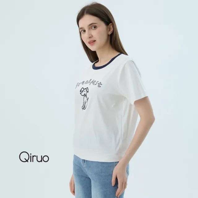 【Qiruo 奇若名品】專櫃女裝白色上衣7310A 狗狗設計T☆ 
