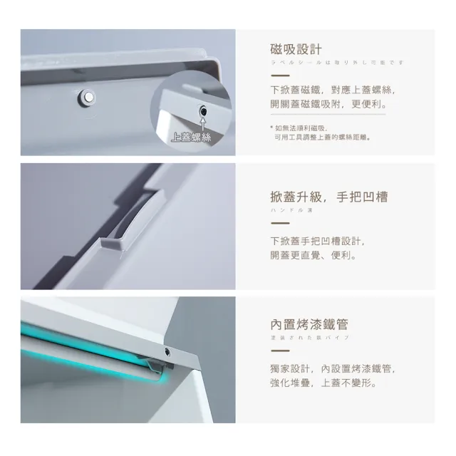 【HOUSE 好室喵】威爾磁吸下掀式可堆疊加厚收納箱-附輪(39L/60L)