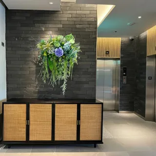 【HUGO DECO 榆果傢飾】高擬真藍繡球綠植栽裝置壁飾 免運專人配送限雙北市(佈置/仿真植物/綠化/新居落成)