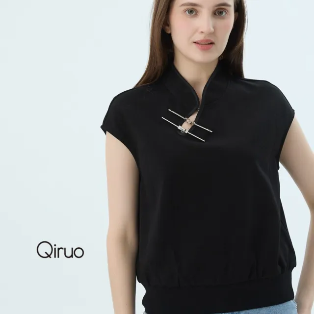 【Qiruo 奇若名品】專櫃女裝黑色上衣7319A中國領