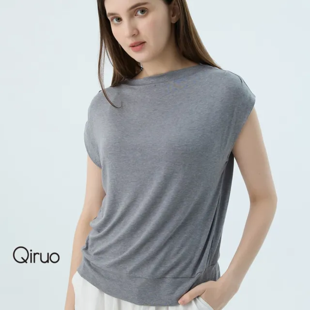 【Qiruo 奇若名品】專櫃女裝灰色上衣7321A 舒適純棉T☆