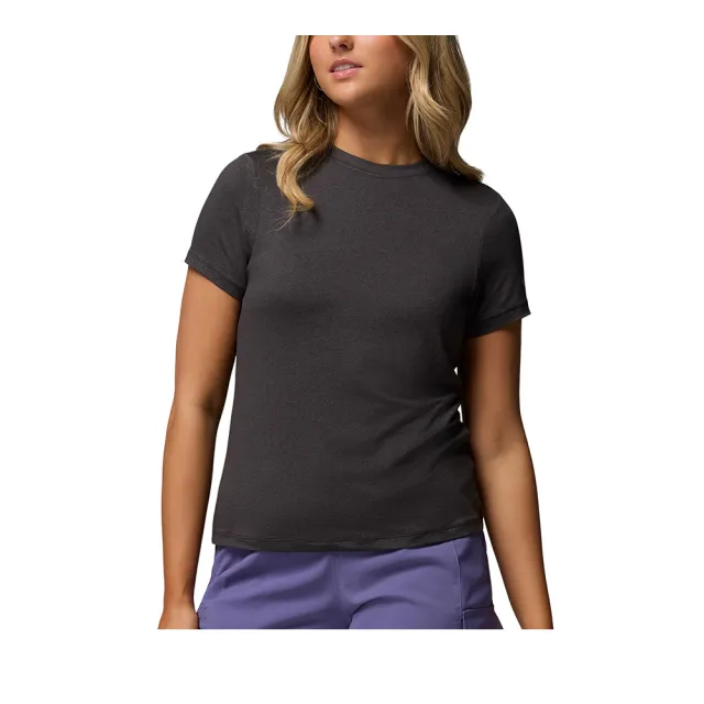 【Columbia 哥倫比亞】女款-防曬UPF50快排短袖上衣-Parsons Point™ SS Logo Tee-黑灰色(UAR57150BY/KS)