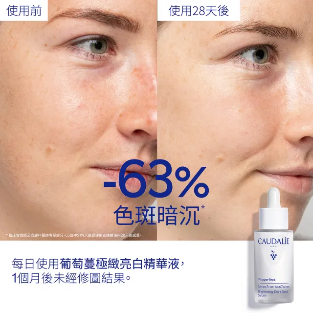 【CAUDALIE 歐緹麗】雙效淡斑保濕組(淡斑精華30ml+白藜蘆醇面霜50ml)
