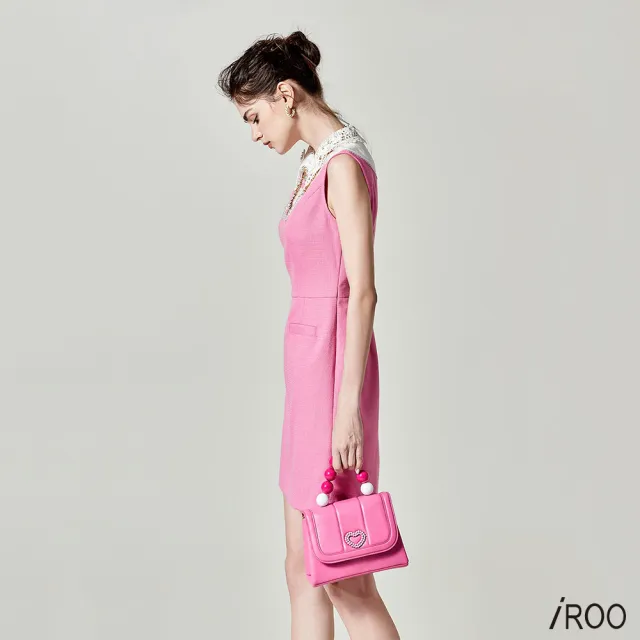 【iROO】五彩蔥光澤短洋裝