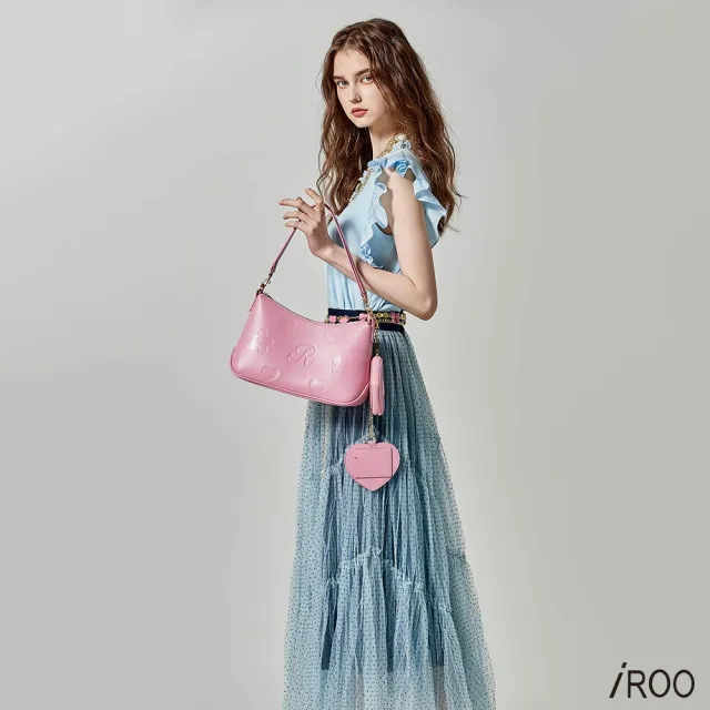 【iROO】綴點點植絨細網紗長裙