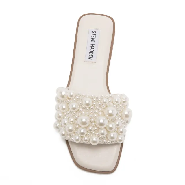 【steve madden】氣質珍珠平底拖鞋 ALINAH(白色)