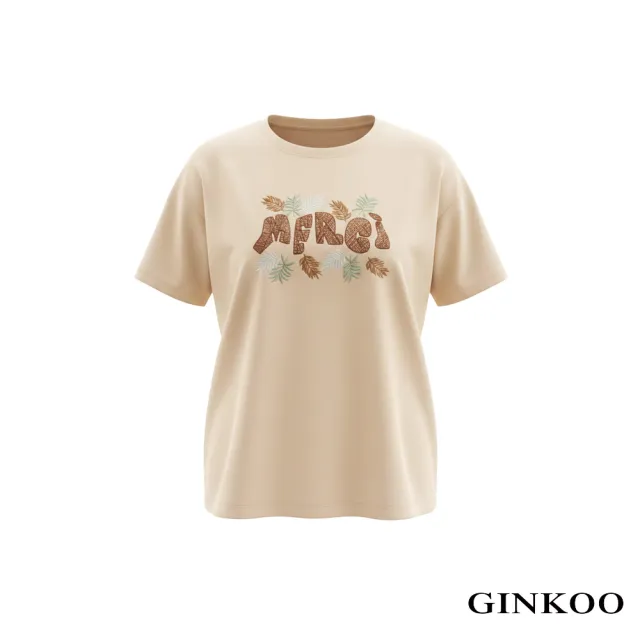 【GINKOO 俊克】電繡字樣休閒上衣